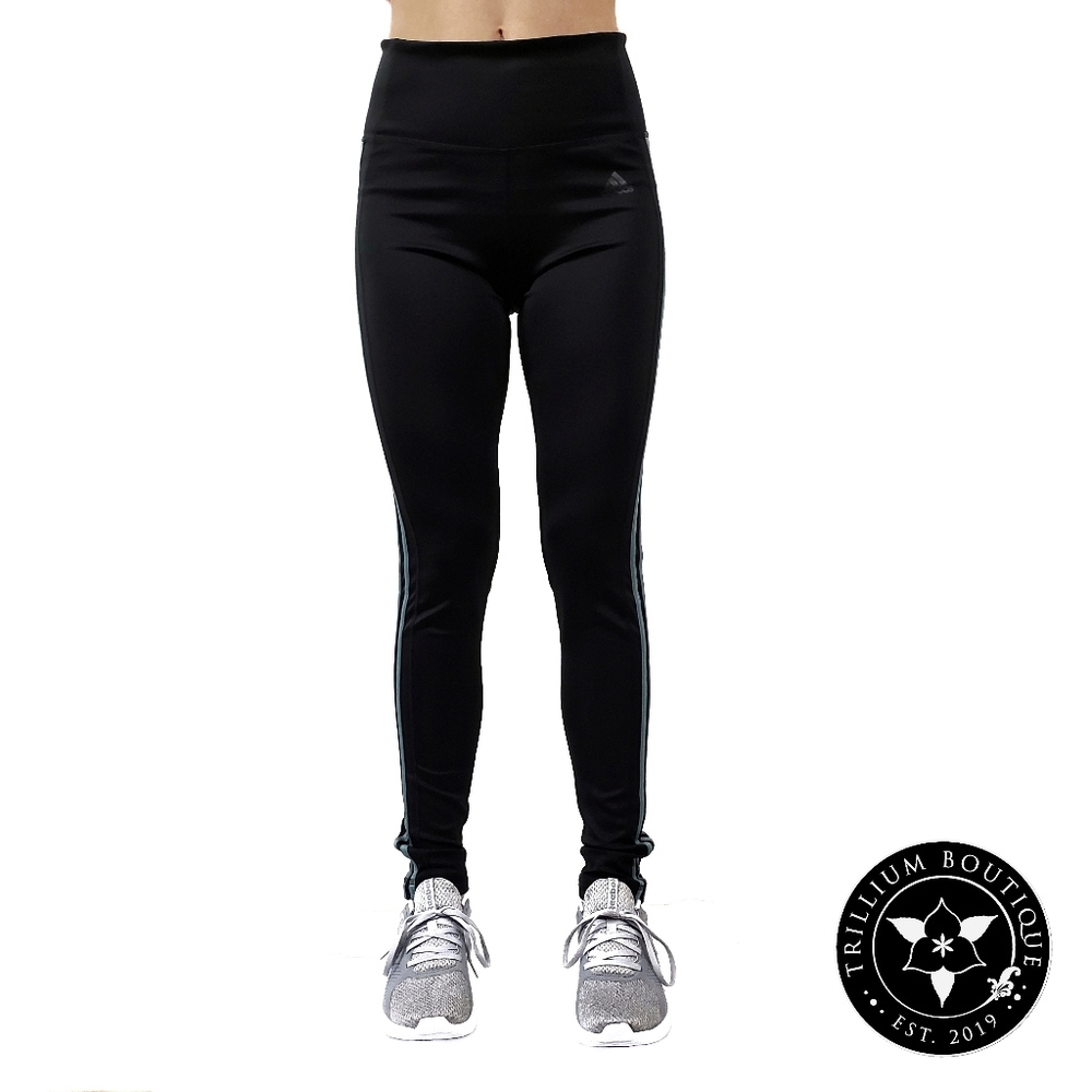 Adidas Climalite Women's 3 Stripe Tights Mid Rise - Picture 2 of 7